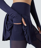Legging à jupe étrier danse Breezeful™ 2-en-1 taille haute plissé résille contrastante séchage rapide avec poches