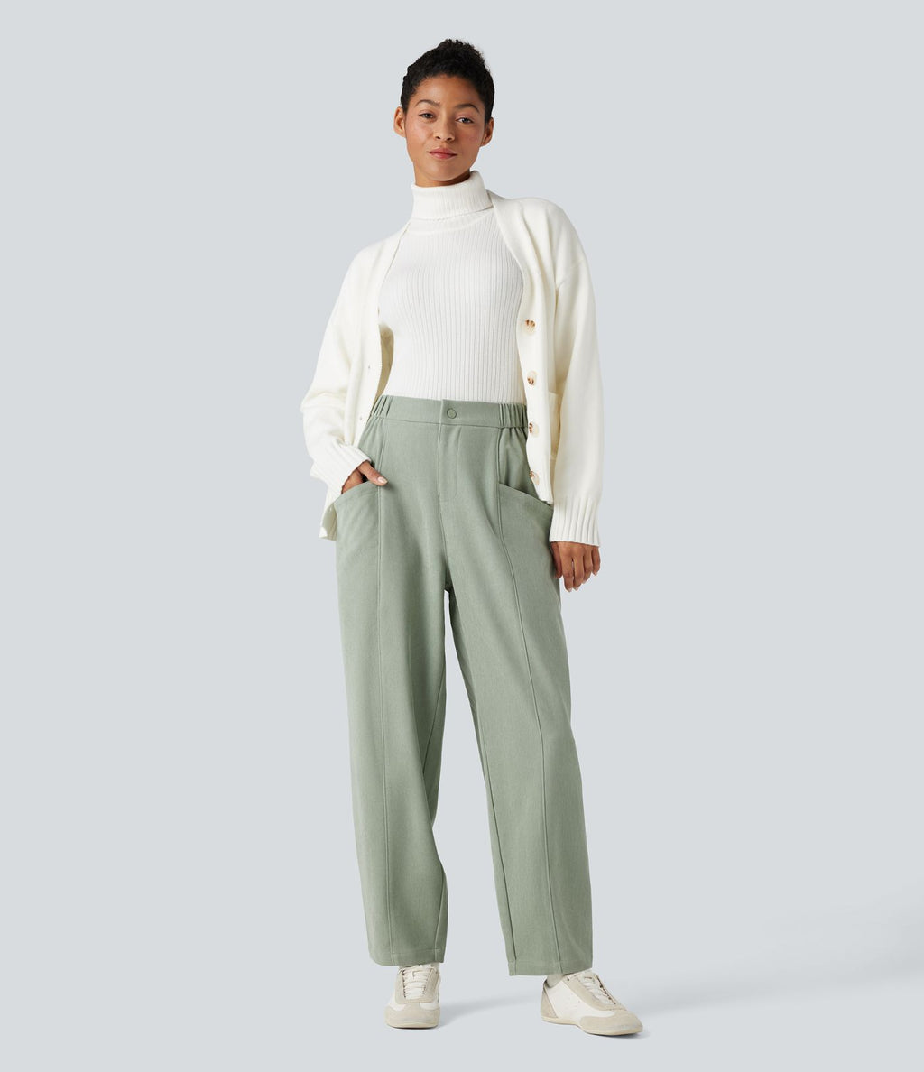 Pantalon barrel taille haute avec poches