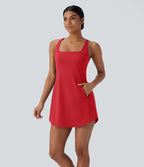 Robe de sport yoga mini 2-pièces SoftlyZero™ Plush à découpes avec poche A-C