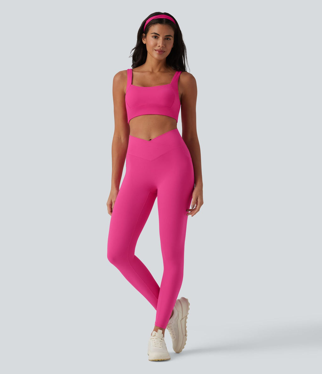Brassière de sport yoga SoftlyZero™ Plush col carré avec brassière intégrée maintien léger
