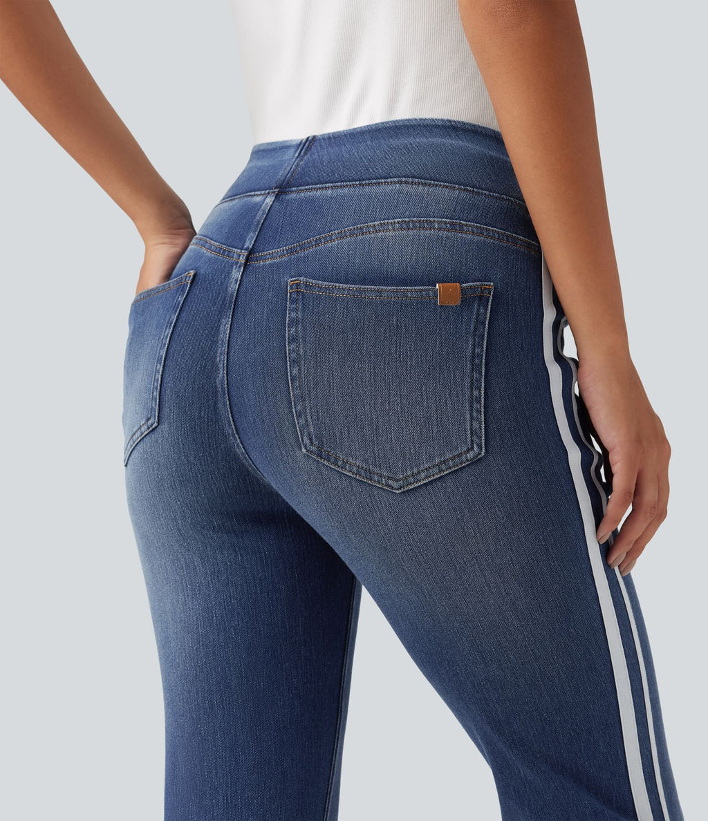 Jean flare Halara Flex™ taille haute délavé à rayures avec poches