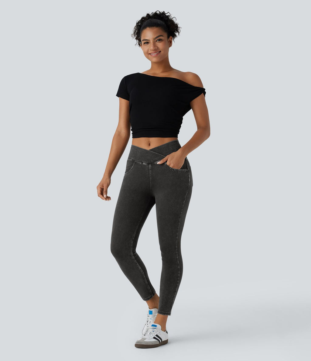 Halara Flex™ Jegging Travail Taille Haute Croisé Poches Multiples Tricot Extensible