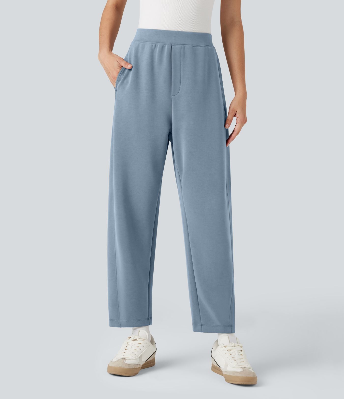 Pantalon décontracté SpacerTek™ taille haute, coupe relax large 7/8, avec poches