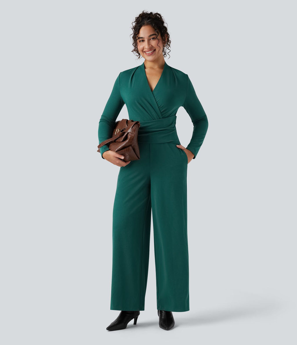 Combinaison tailleur col V manches longues avec zip et poches - Easy Peasy