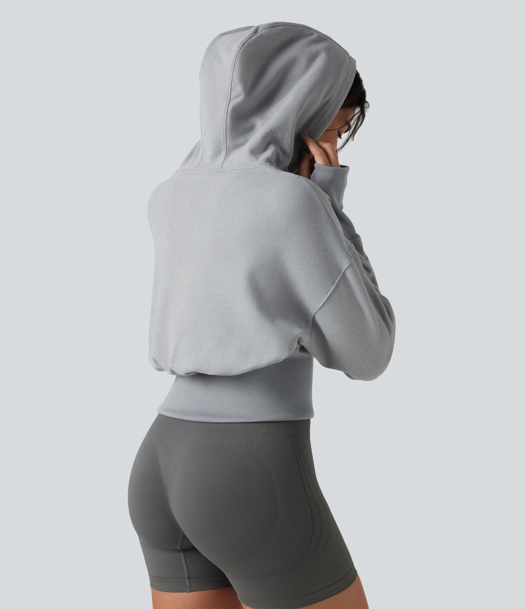 Sweat à capuche zippé avec manches raglan et passe-pouces