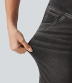 Short en jean Halara Flex™ casual gainant taille haute croisée avec poches