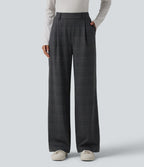 Pantalon à carreaux Halara Flex™ pour le bureau, taille haute, coupe droite avec poches