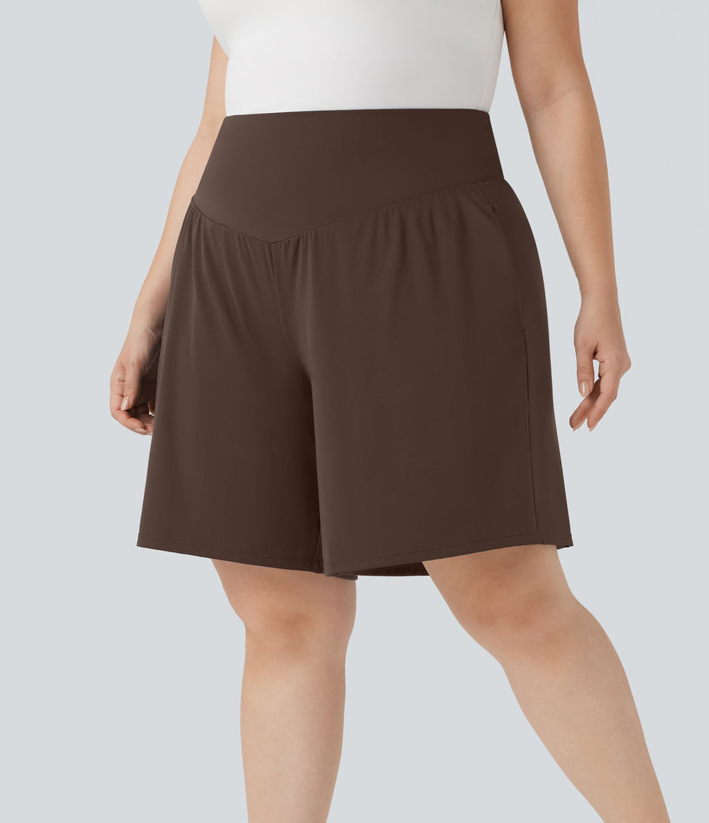 Bermuda de yoga grande taille SoftlyZero™ Airy taille haute effet frais InstantCool avec poches