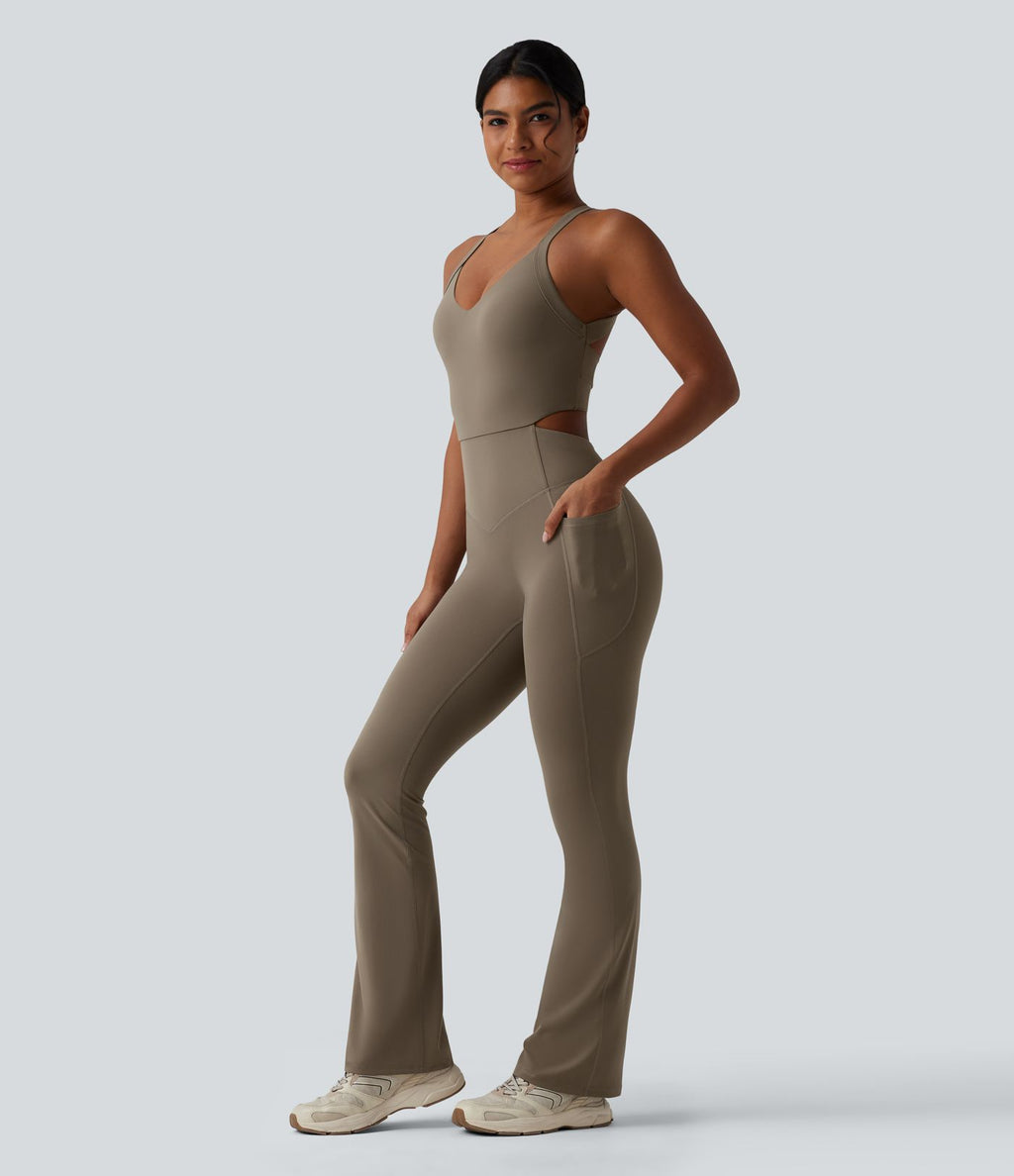 Combinaison bootcut d'entraînement gainante Halara UltraSculpt™ avec poches - Édition Easy Peasy