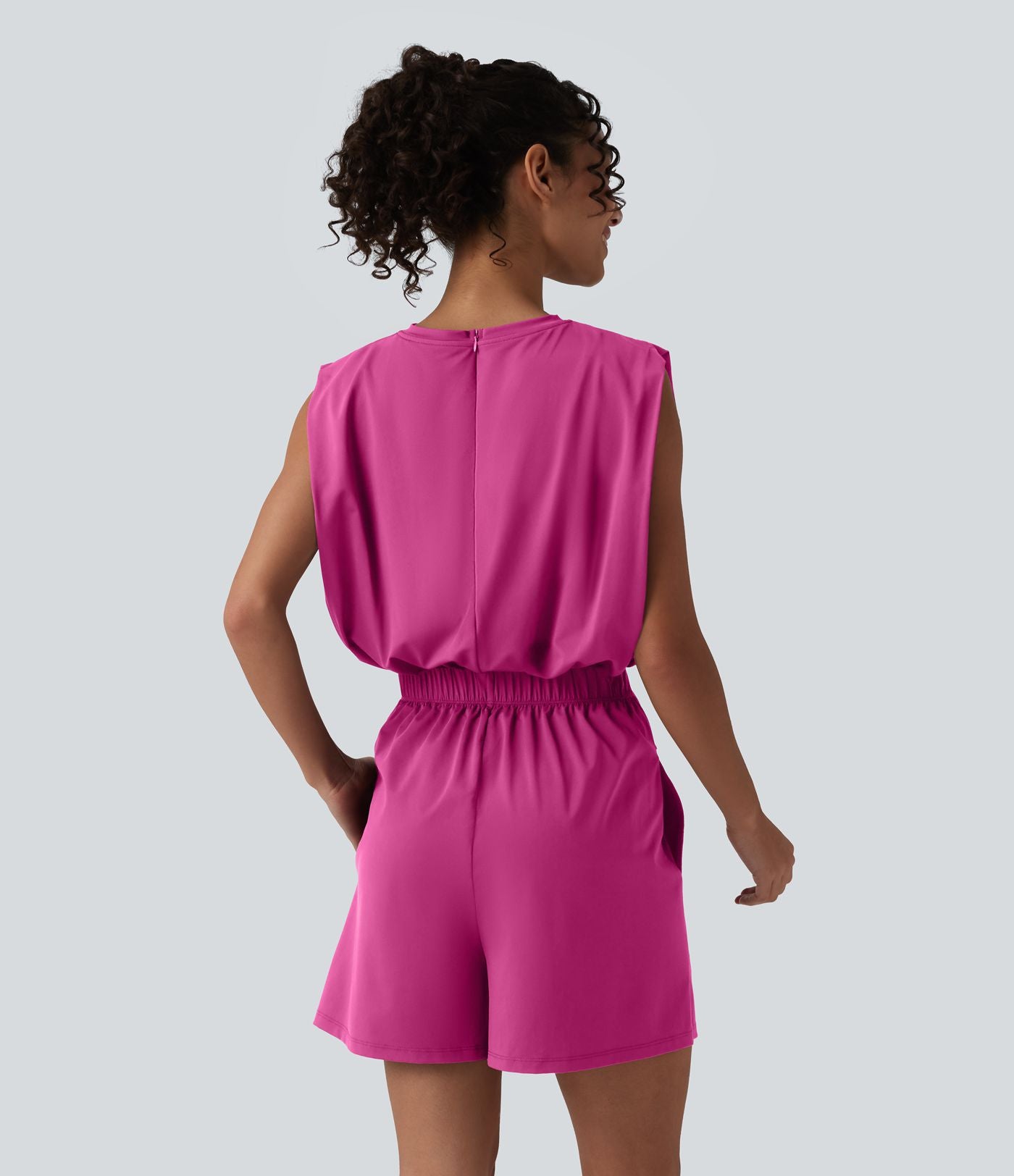 Combishort décontracté col rond sans manches effet frais InstantCool avec nœud frontal et poches, accès facile Easy Peasy, protection solaire UPF50+