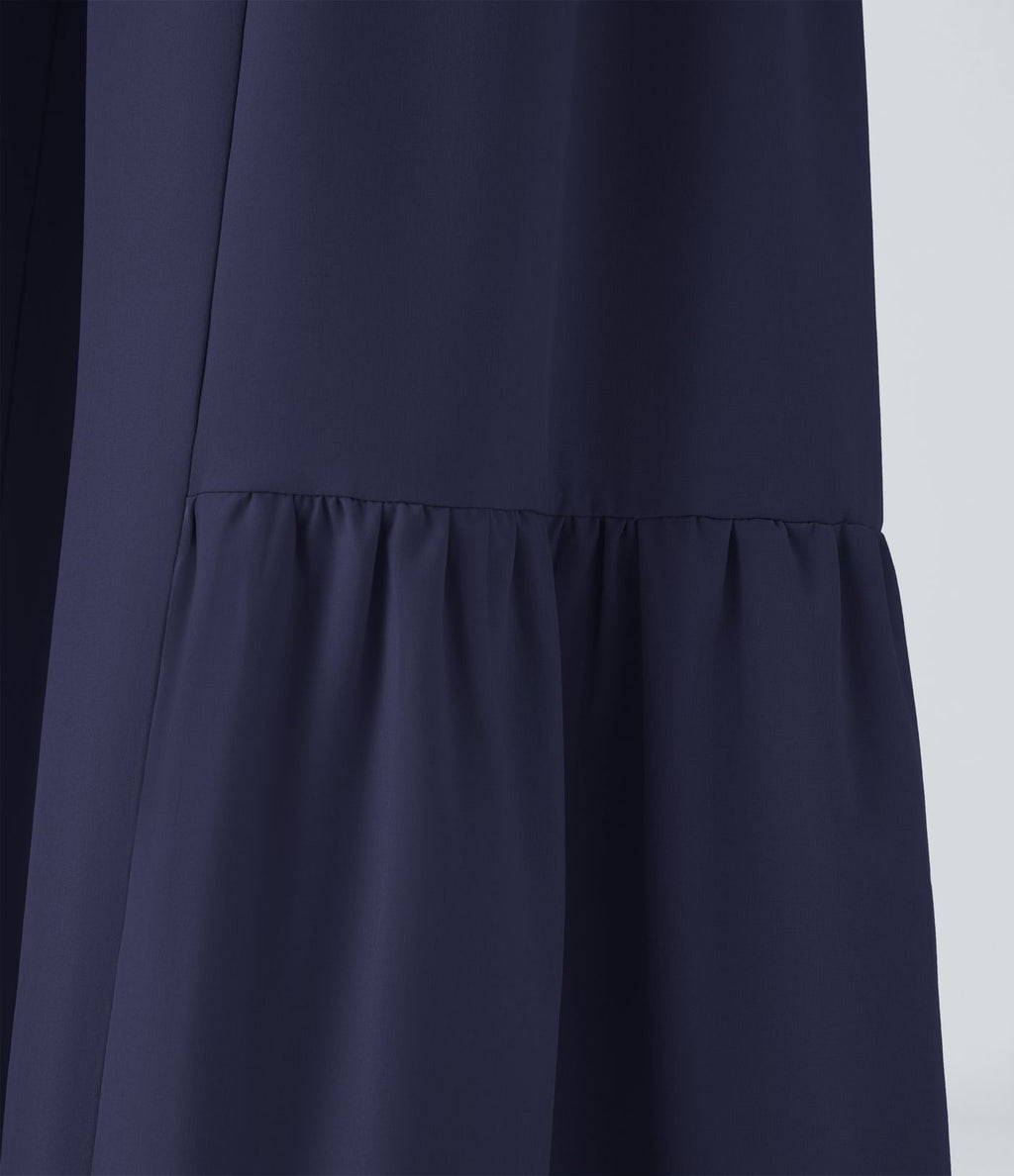 Breezeful™ Pantalon Large Casual Taille Haute Froncé à Nouer Devant et Dos Fluide Séchage Rapide