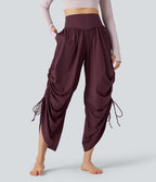 Pantalon baggy yoga SoftlyZero™ Airy froncé taille haute avec cordon de serrage et poches