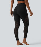 Legging yoga 7/8 Halara UltraSculpt™ gainant taille haute avec dentelle contrastante et poche