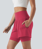 Short de yoga SoftlyZero™ Airy 2-en-1 taille ultra-haute effet frais InstantCool 17,5 cm avec poches
