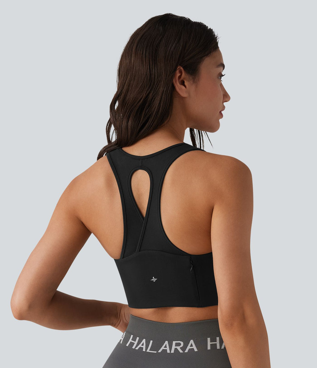 Brassière de sport yoga SoftlyZero™ Plush maintien léger dos nageur col U avec soutien-gorge intégré et poche