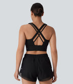 Brassière de sport course col U maintien moyen crochet ajustable E-G