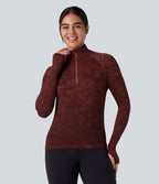 Haut de sport demi-zip à manches longues avec passants pouces sans couture OneForm Seamless Flow