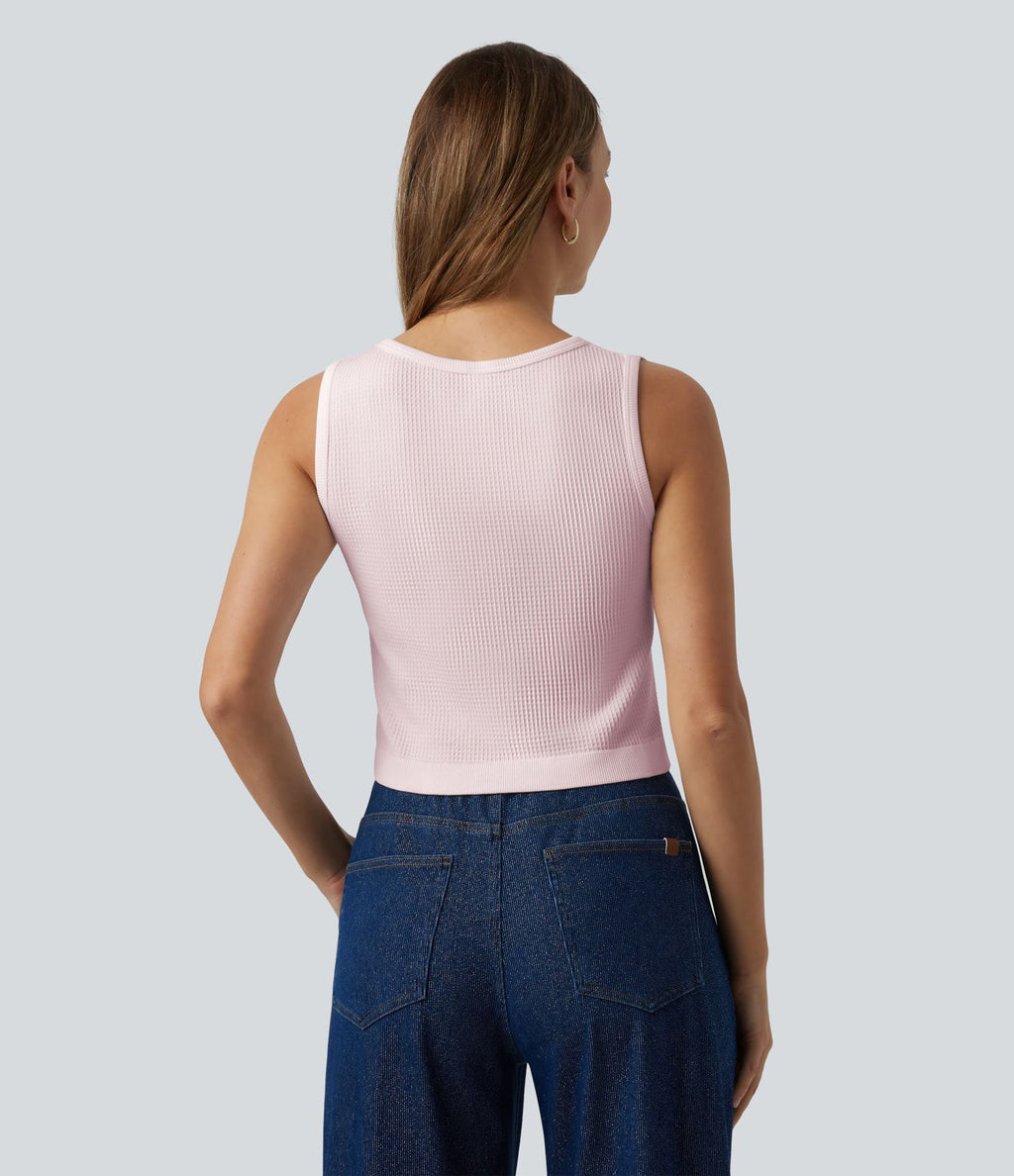 Débardeur court sans coutures en tissu gaufré OneForm Seamless Flow