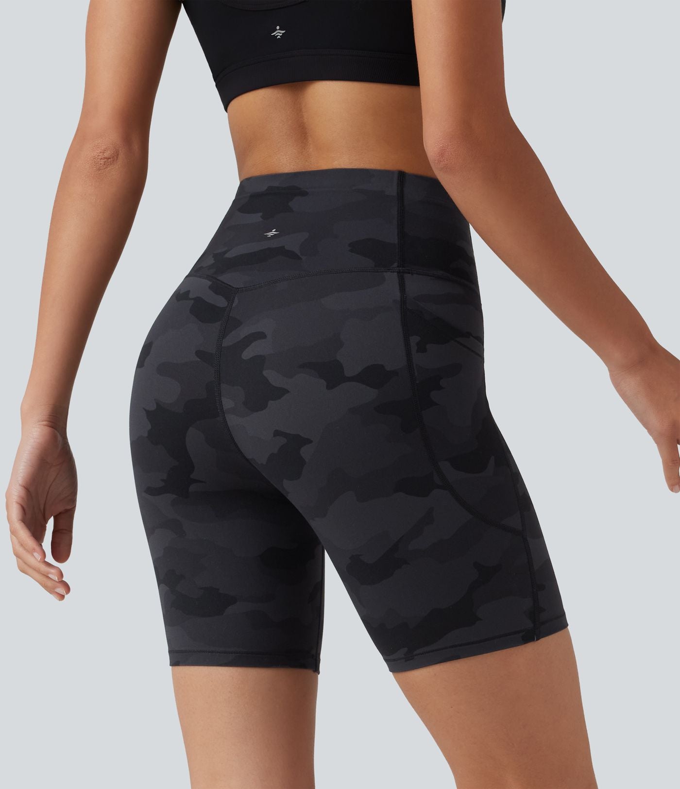 Short cycliste d'entraînement gainant taille haute UltraSculpt™ à imprimé camouflage 17,5 cm avec poches