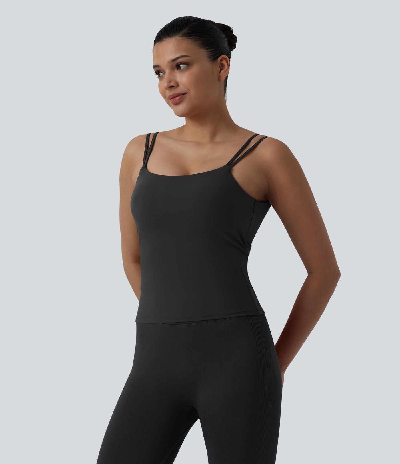 Débardeur court yoga dos nu torsadé doubles bretelles Halara UltraSculpt™ - Longueur allongée