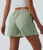 Jupe-short plissée taille haute casual infroissable aspect lin avec poches