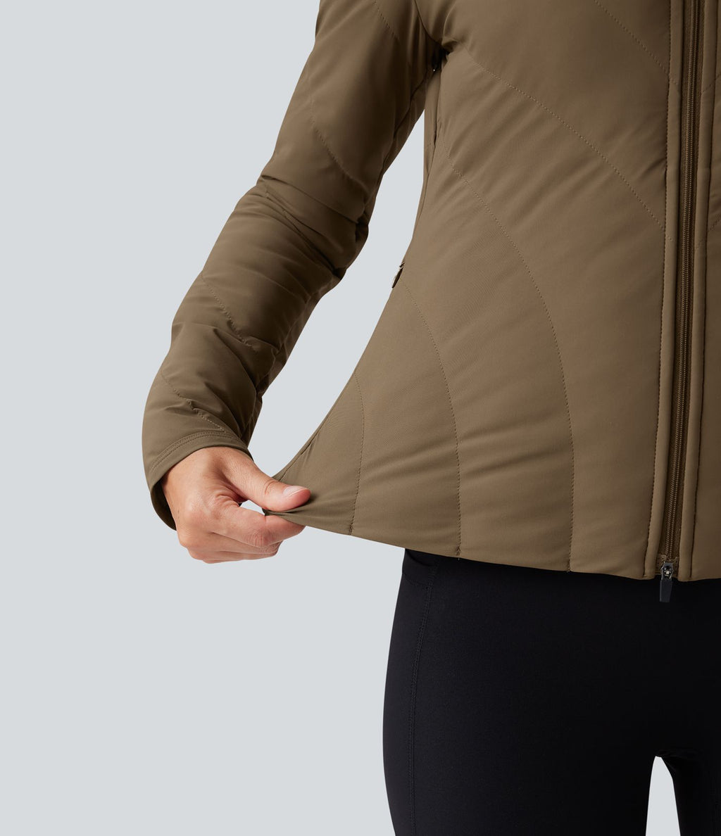 PuffFlex Veste matelassée casual extensible à col montant et manches longues avec poches