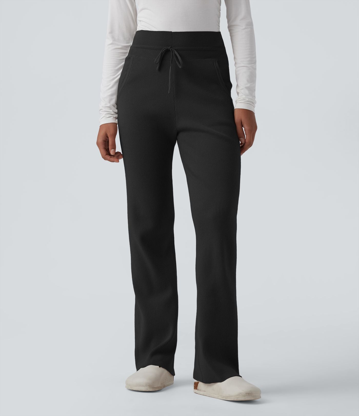 Pantalon de détente maille taille mi-haute avec cordon de serrage et poches
