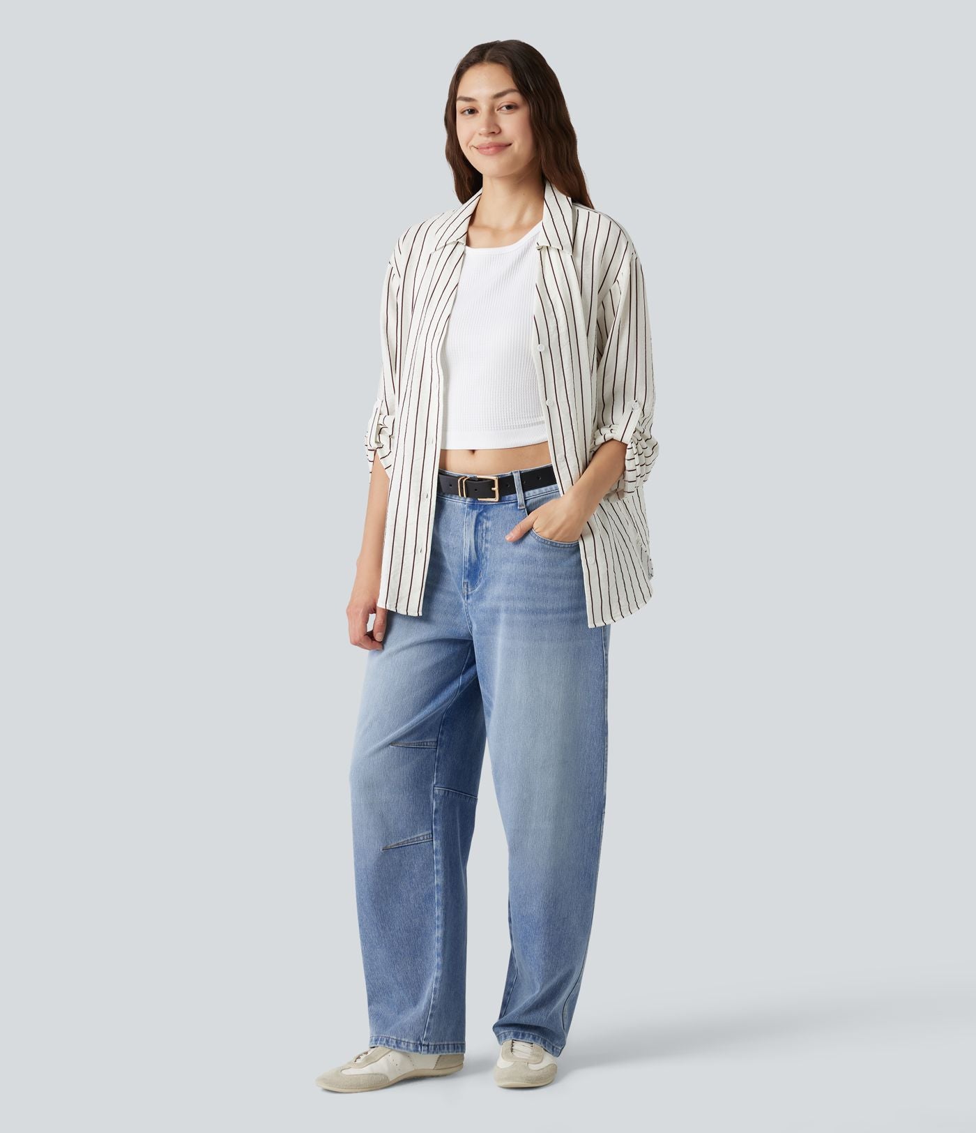 Halara Flex™ Jean barrel casual taille basse avec poches