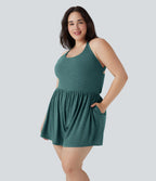 Combinaison-short de séjour grande taille 2-en-1 dos nu torsadée avec poches - Easy Peasy Edition