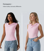 Halara haut décontracté en jersey de coton col bénitier sans manches soutien-gorge intégré bonnets B-DD
