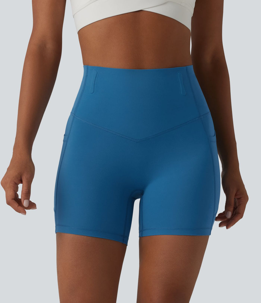 Short cycliste de yoga ventre plat Halara UltraSculpt™, taille haute, anti-roulis, 12,5 cm, avec poches