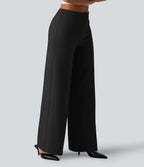 Pantalon tailleur large taille basse avec poches