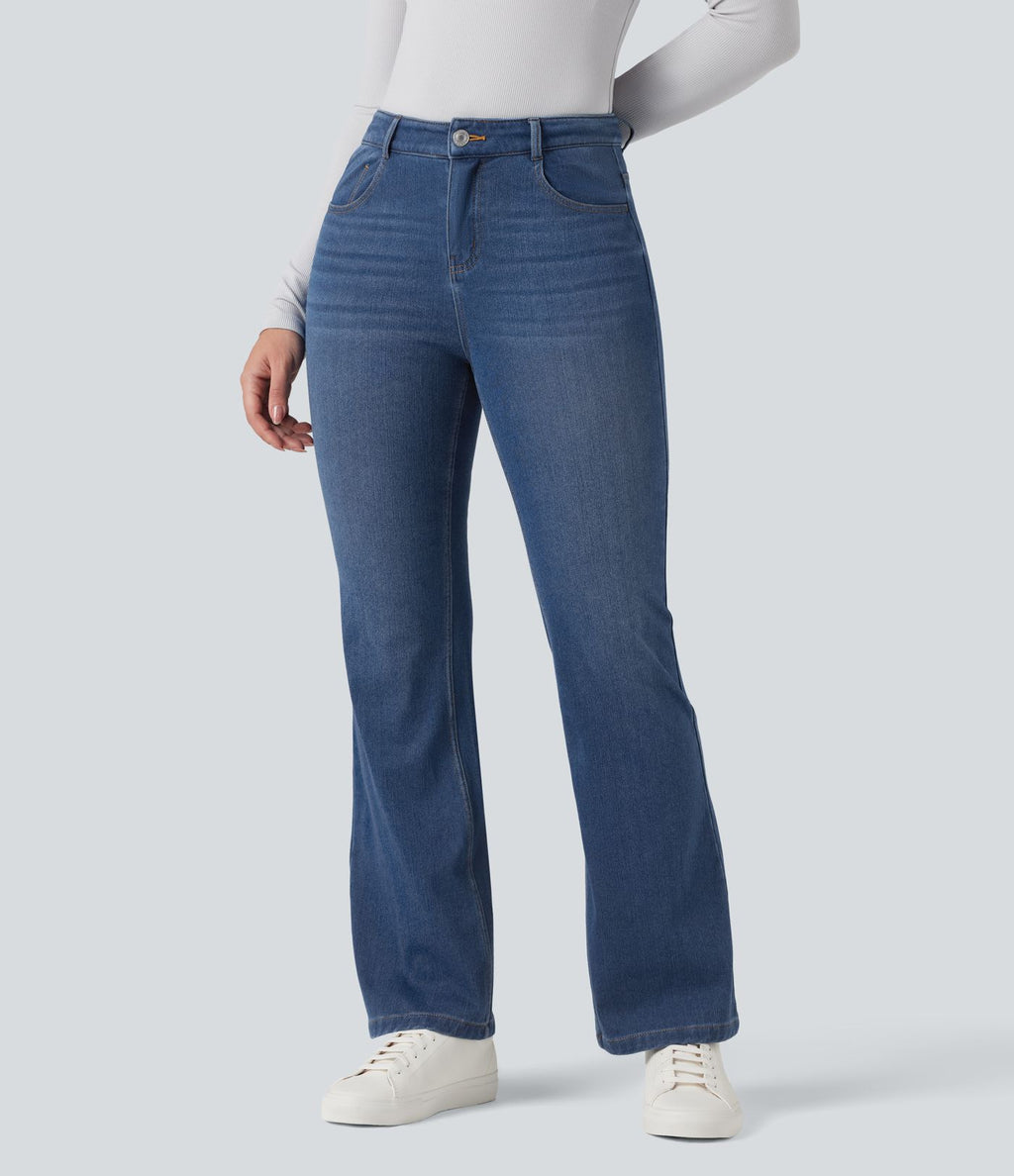 Halara Flex™ Denim Heat Jean casual évasé taille mi-haute avec poches