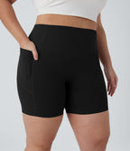 Short cycliste 17,5 cm d'entraînement gainant galbant taille haute grande taille avec effet scrunch et poches Halara UltraSculpt™