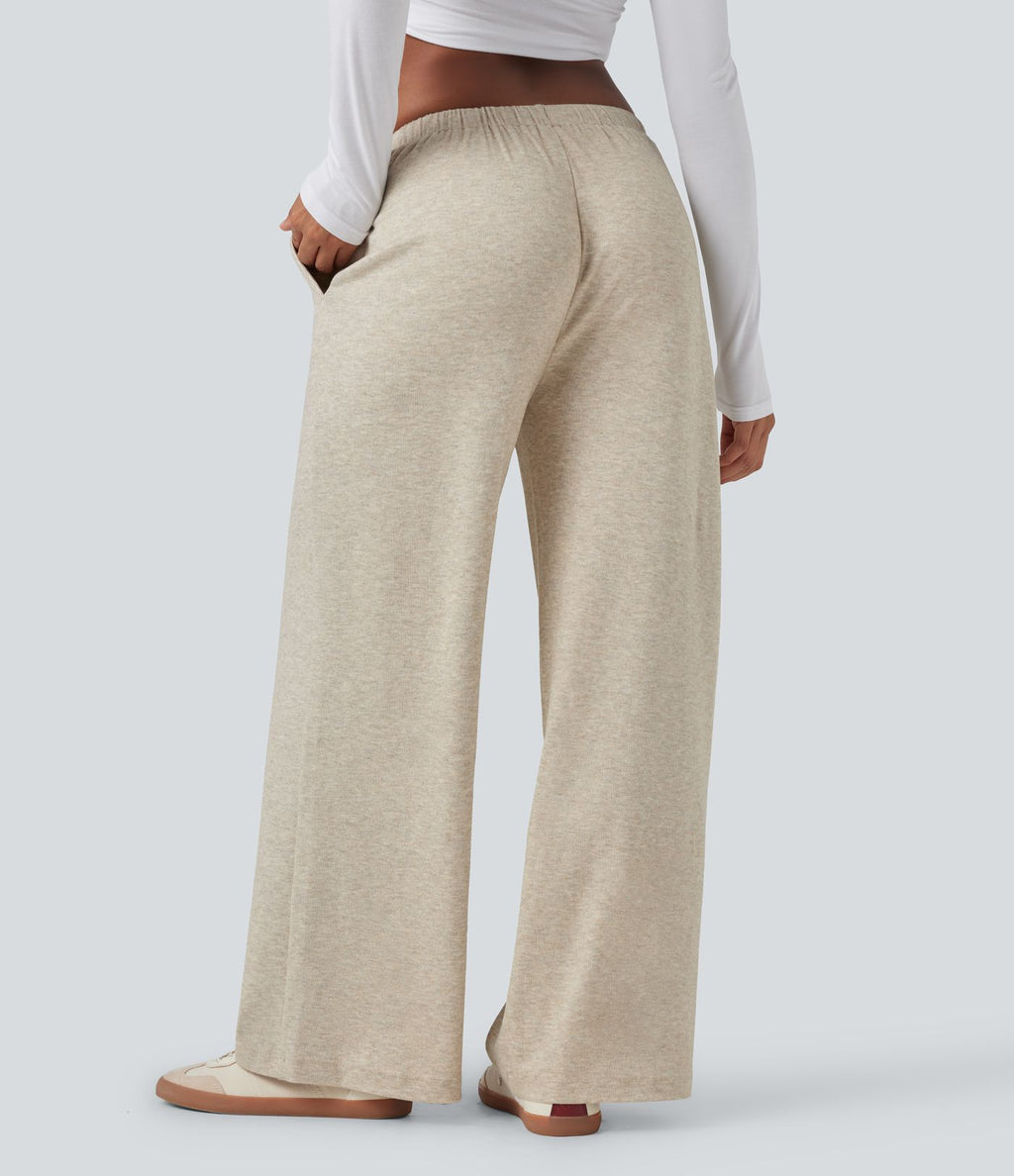 Pantalon baggy côtelé taille basse avec cordon de serrage et poches