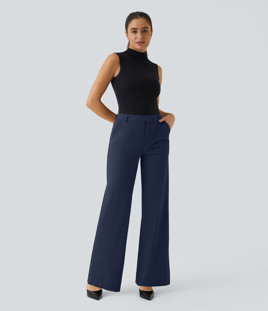 Pantalon de travail Halara Flex™ droit, taille mi-haute, avec poches