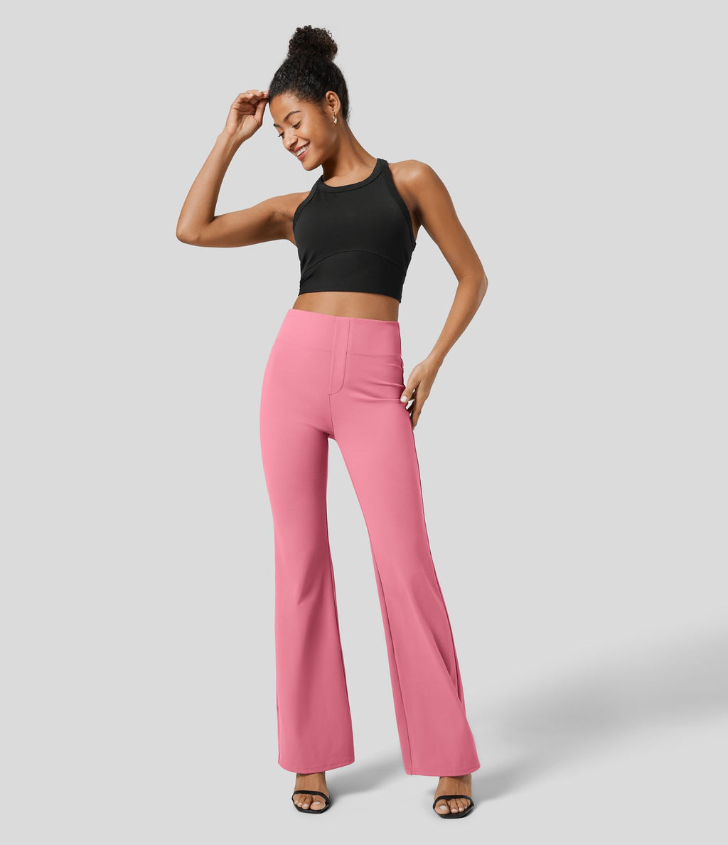 Pantalon tailleur légèrement évasé taille haute avec poches arrière Halara Flex™