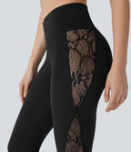 Legging corsaire de yoga taille haute croisé avec dentelle contrastée - Protection UPF50+