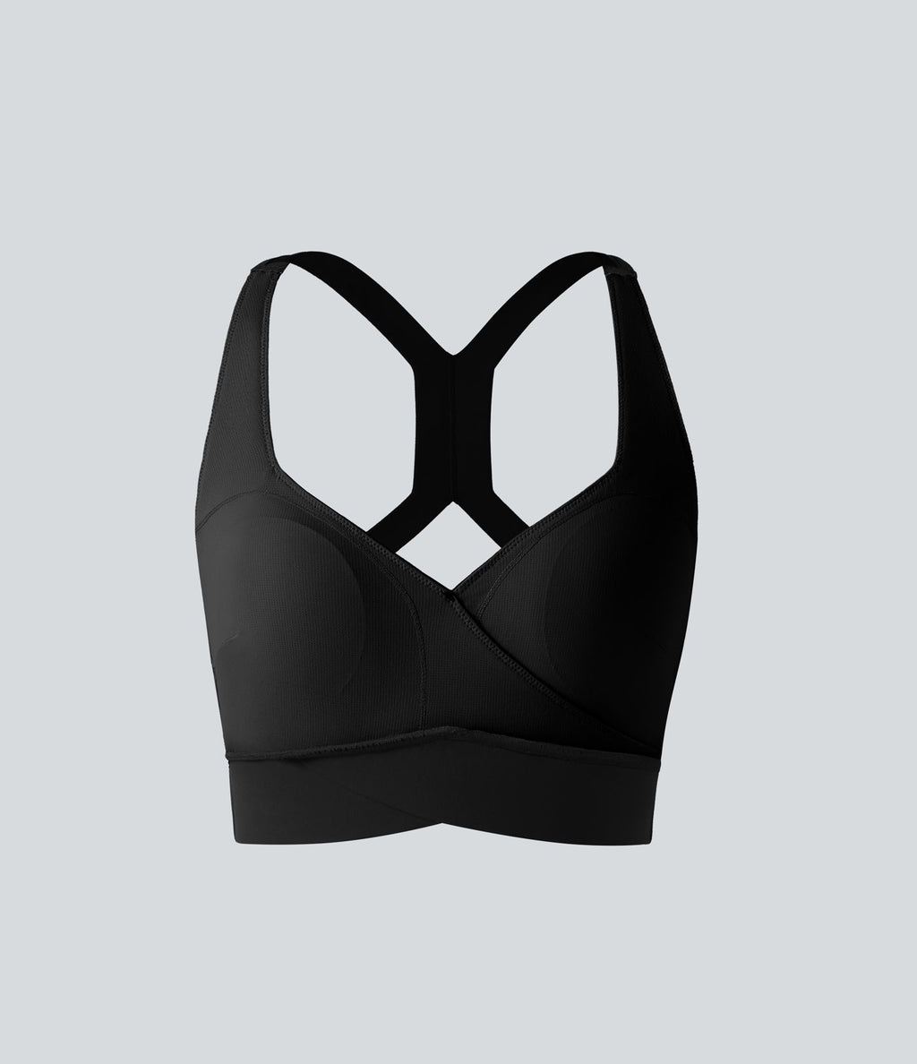 Brassière de sport SoftlyZero™ Plush maintien léger dos nu avec découpes et brassière intégrée