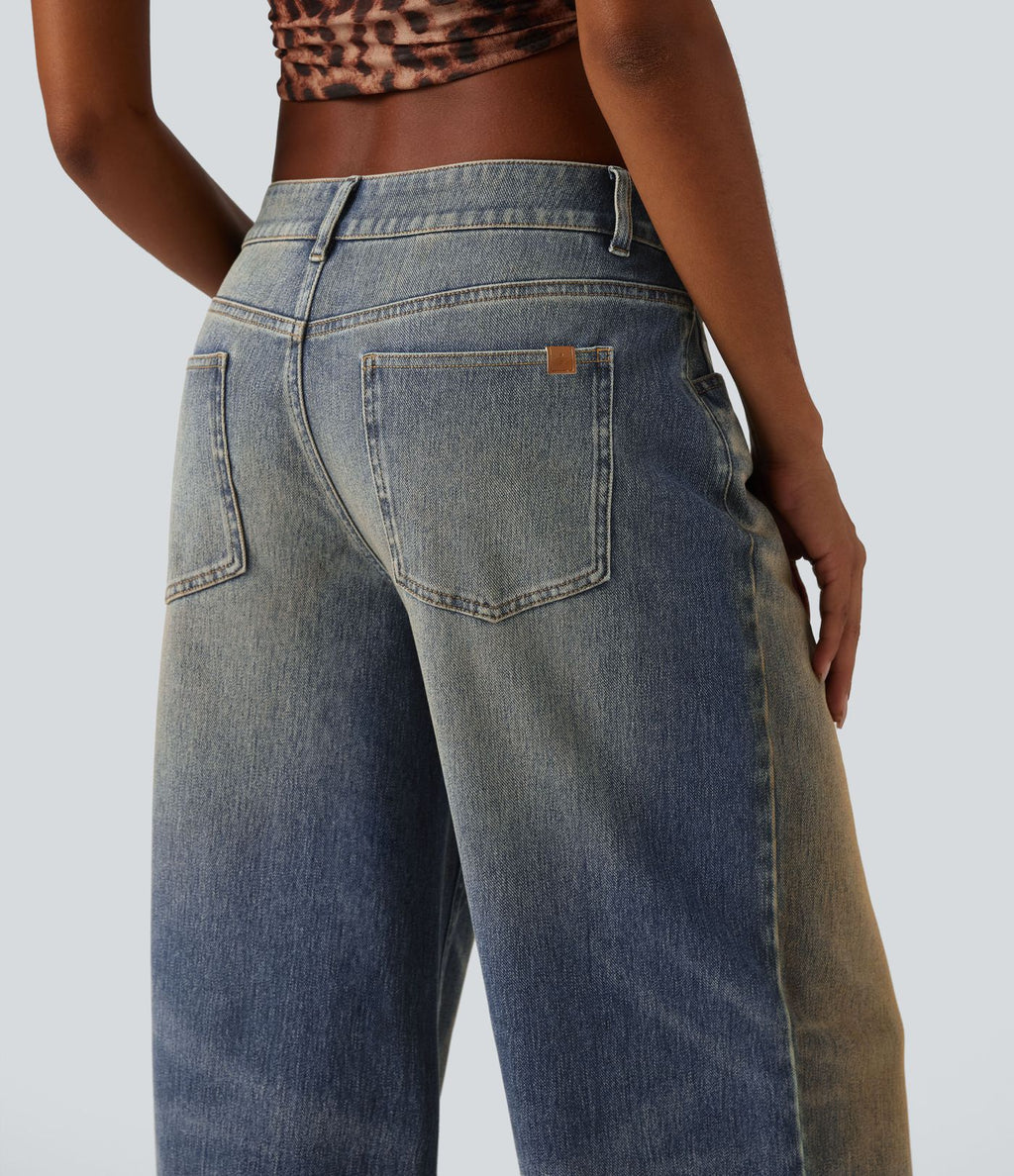 Jean large Halara Flex™ taille basse délavé avec poches