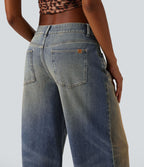 Jean large Halara Flex™ taille basse délavé avec poches