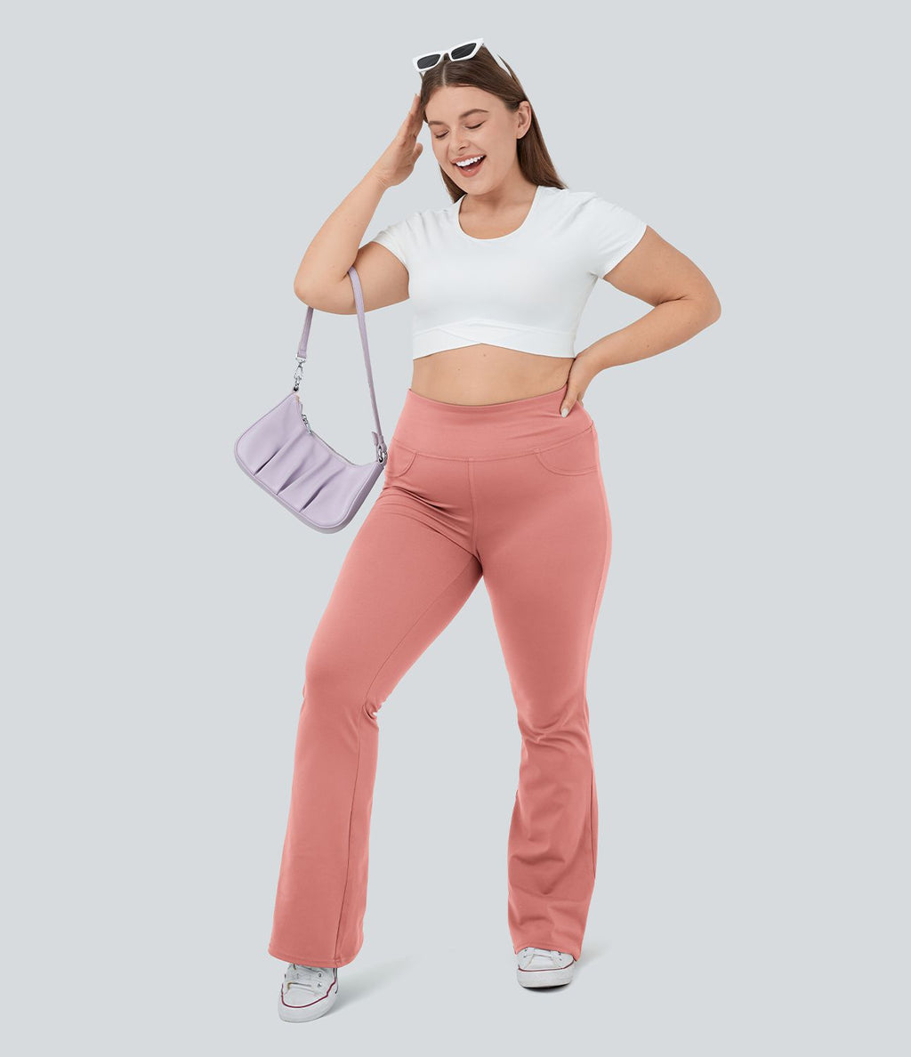 Legging yoga évasé grande taille taille haute DayStretch avec poches