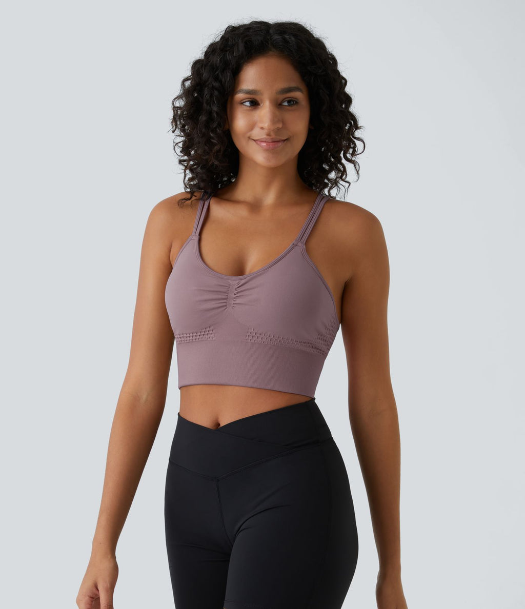 Brassière de sport maintien léger bretelles froncées doubles bonnets A-D OneForm Seamless Flow