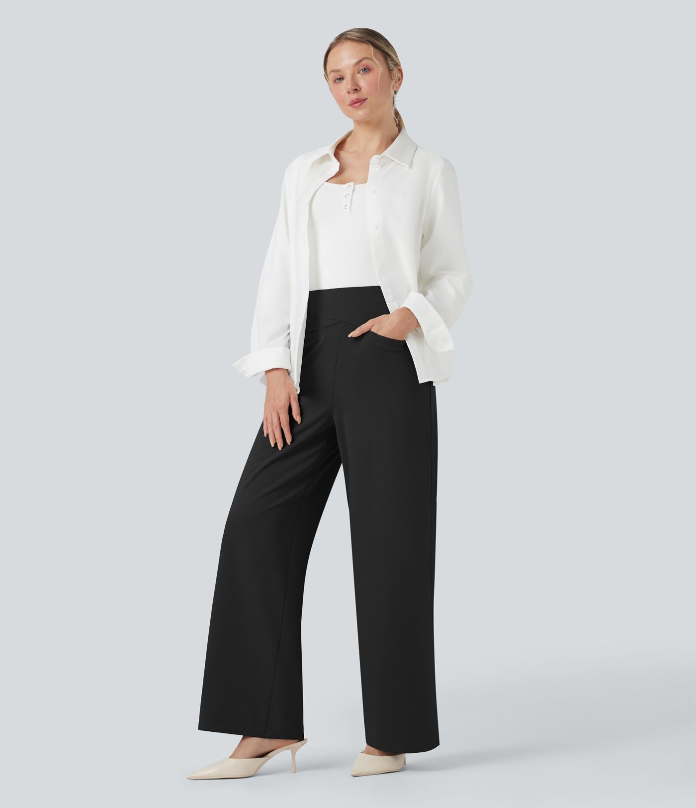 Pantalon de travail coupe droite taille haute Halara Flex™ DayStretch avec poches