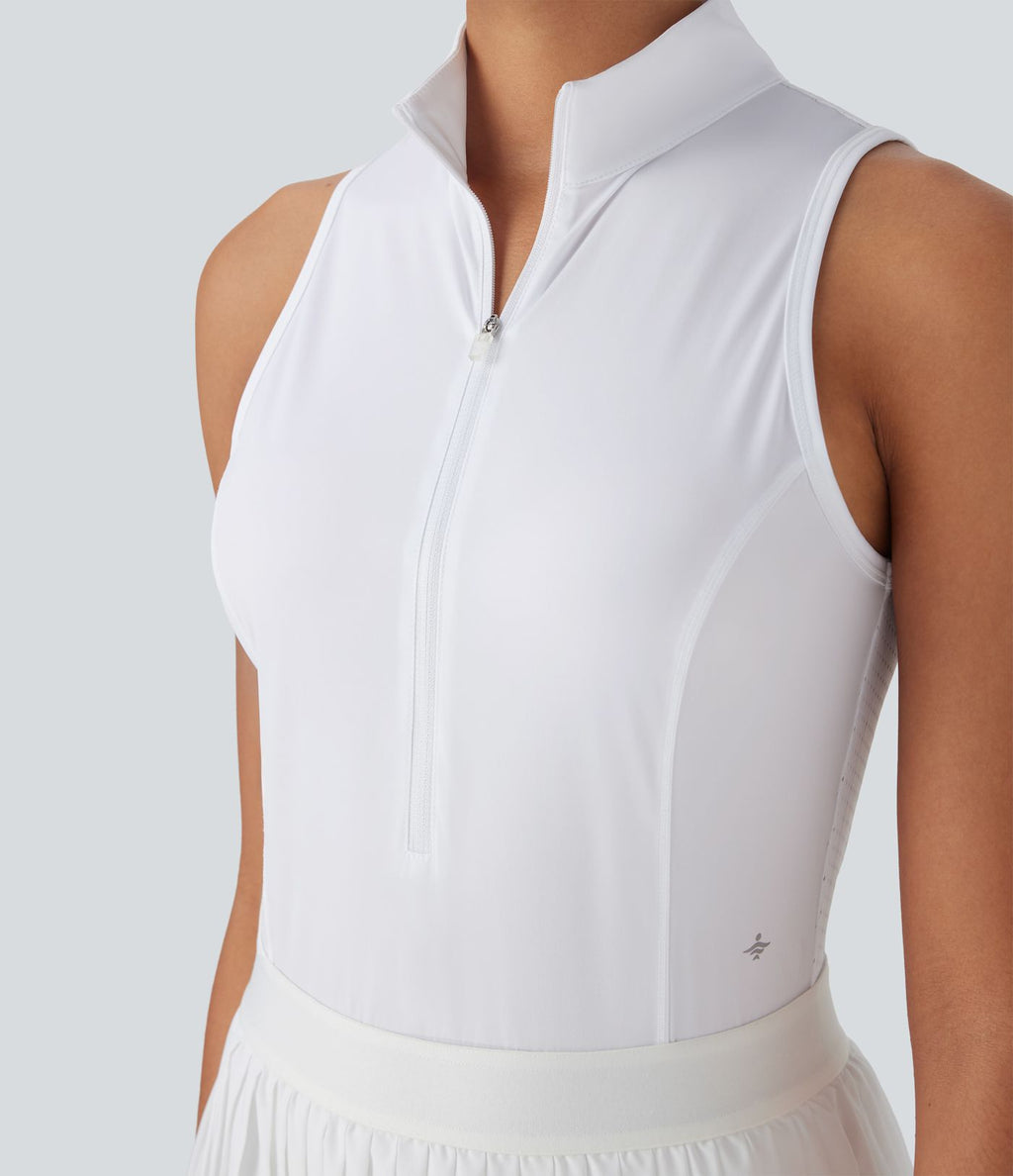 Robe de tennis courte 2-en-1 sans manches ajourée plissée à séchage rapide Breezeful™ avec poches latérales