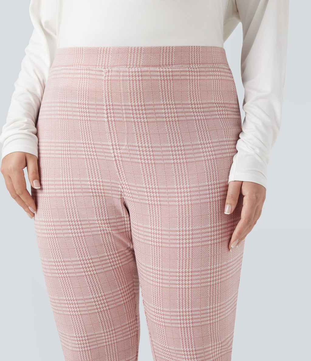 Pantalon tailleur skinny Halara Flex™ grande taille taille haute pied-de-poule à carreaux avec poches