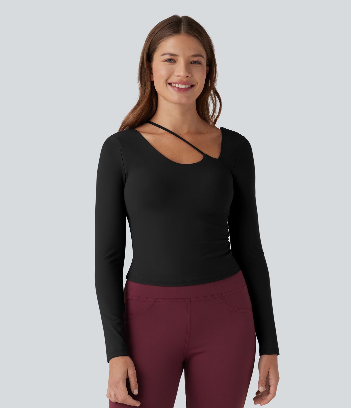 Haut de yoga SoftlyZero™ Plush push-up asymétrique à manches longues