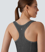 Body de tennis Halara Flex™ en denim stretch délavé à col carré, dos nageur et effet frais InstantCool