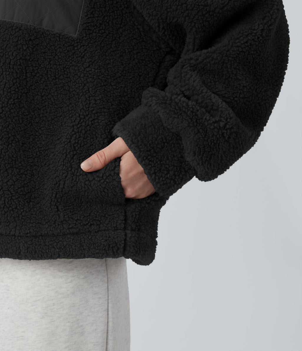 Veste sherpa de randonnée col montant manches longues avec poches