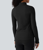 Haut de sport polaire demi-zip pliable à manches longues avec poche